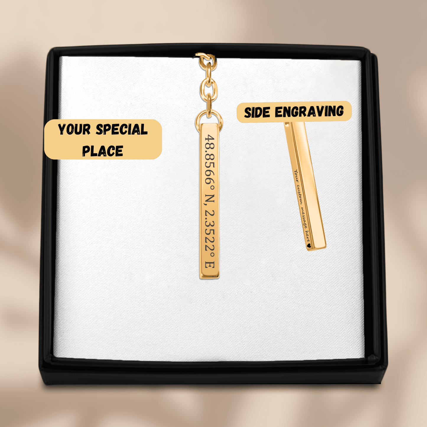 Engraved Coordinates Keychain