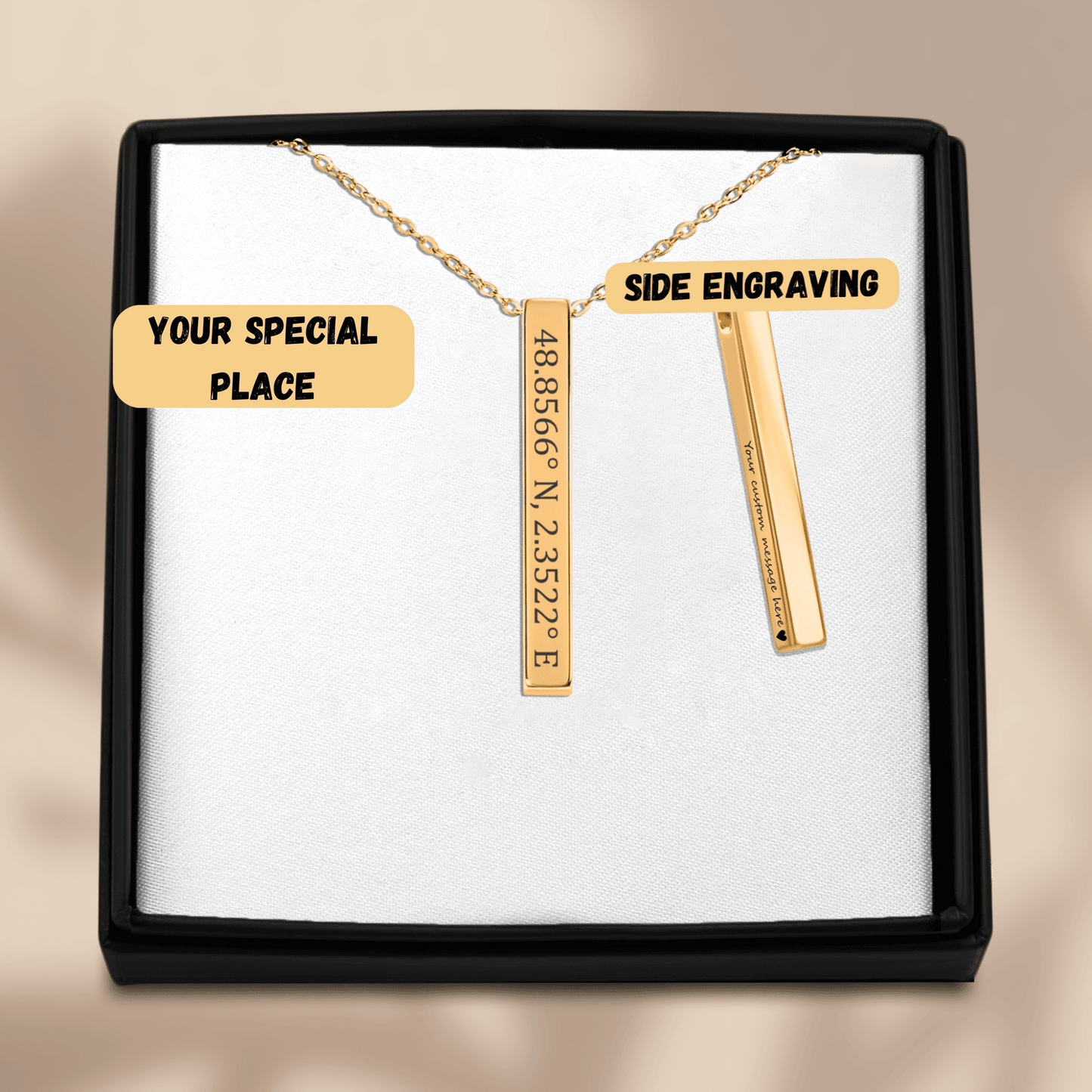 Engraved Coordinates Necklace