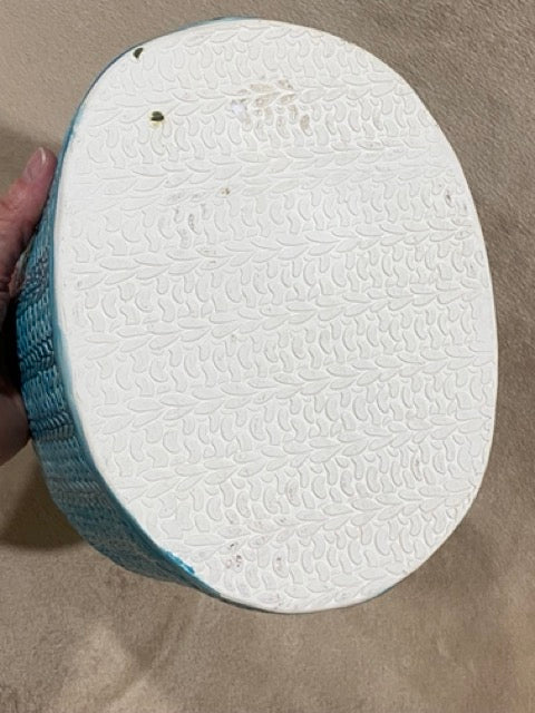 Clay & Thread – Textured Woven Ceramic Vase with Button Detail