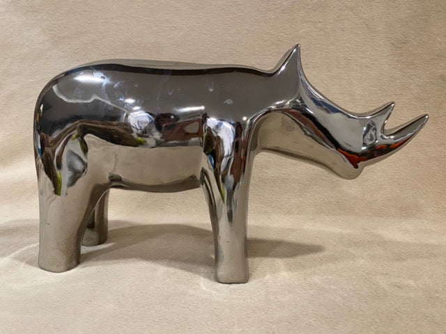 Modern Safari – Contemporary Silver Ceramic Rhino