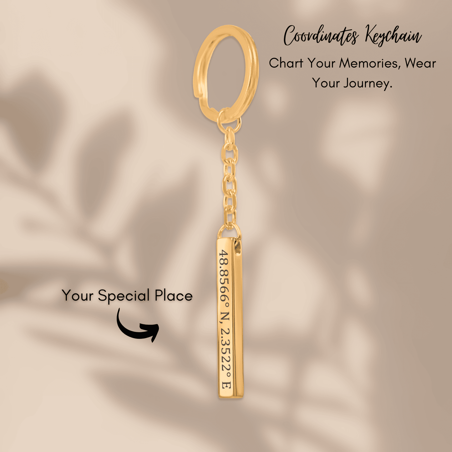 Engraved Coordinates Keychain