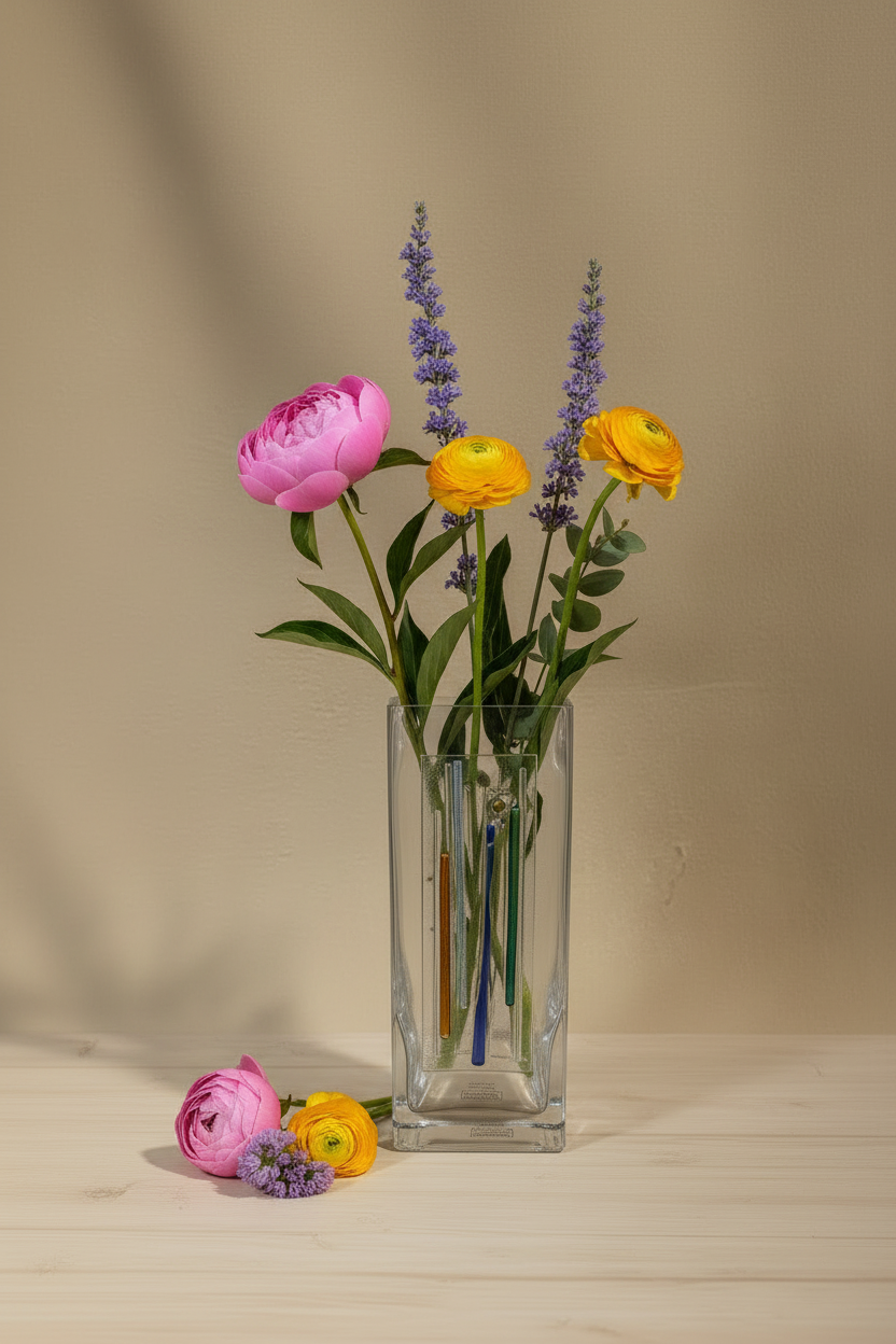 Streamline – Beames Designs Fused Abstract Panel Vase (10")