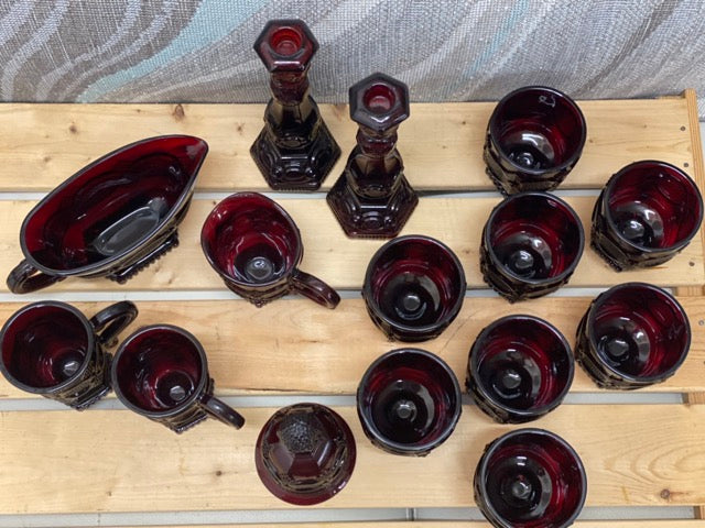 Ruby Reverie – 15-Piece Avon 1876 Cape Cod Ruby Glass Collection