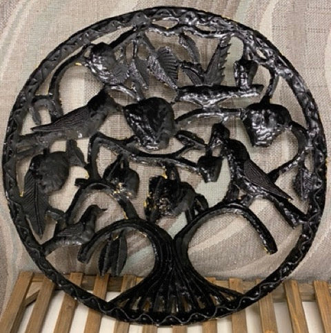 Island Canopy – Haitian Hand-Painted Metal Tree Wall Sculpture