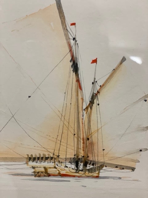 Harbor Light – Original Watercolor Sailboat Painting