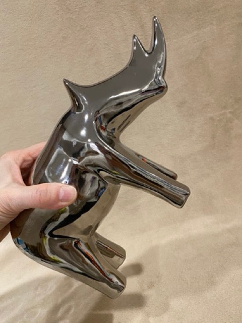 Modern Safari – Contemporary Silver Ceramic Rhino