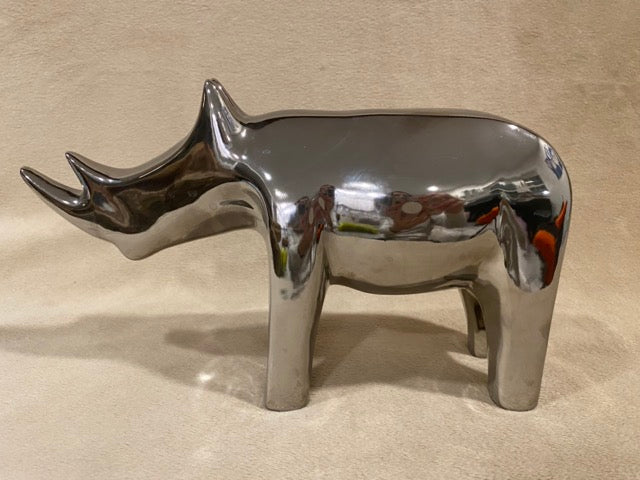 Modern Safari – Contemporary Silver Ceramic Rhino