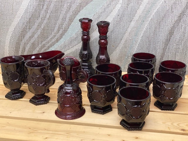Ruby Reverie – 15-Piece Avon 1876 Cape Cod Ruby Glass Collection