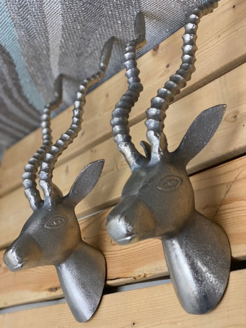 Silver Savannah – Aluminum Antelope Wall Mount (Pair)