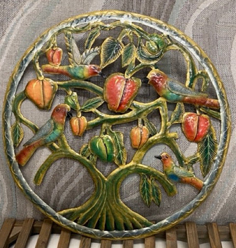 Island Canopy – Haitian Hand-Painted Metal Tree Wall Sculpture