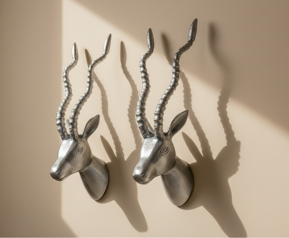 Silver Savannah – Aluminum Antelope Wall Mount (Pair)