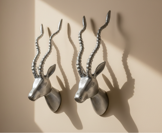 Silver Savannah – Aluminum Antelope Wall Mount (Pair)