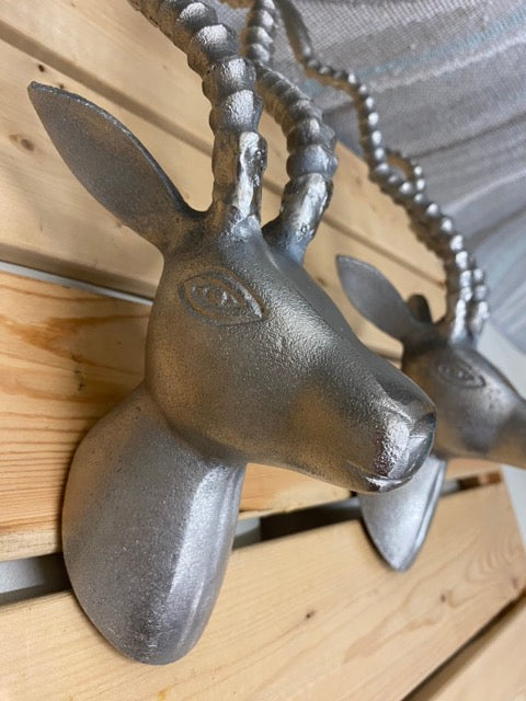 Silver Savannah – Aluminum Antelope Wall Mount (Pair)