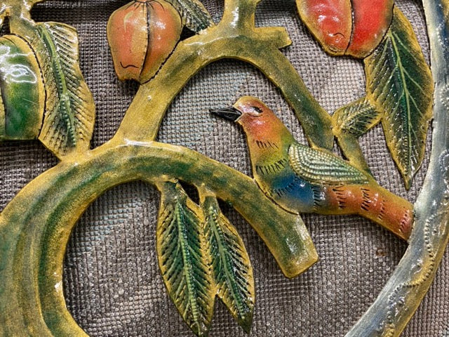 Island Canopy – Haitian Hand-Painted Metal Tree Wall Sculpture