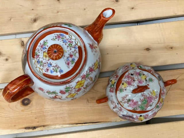 Geisha Garden – Antique Japanese Hand-Painted Teapot & Sugar Bowl