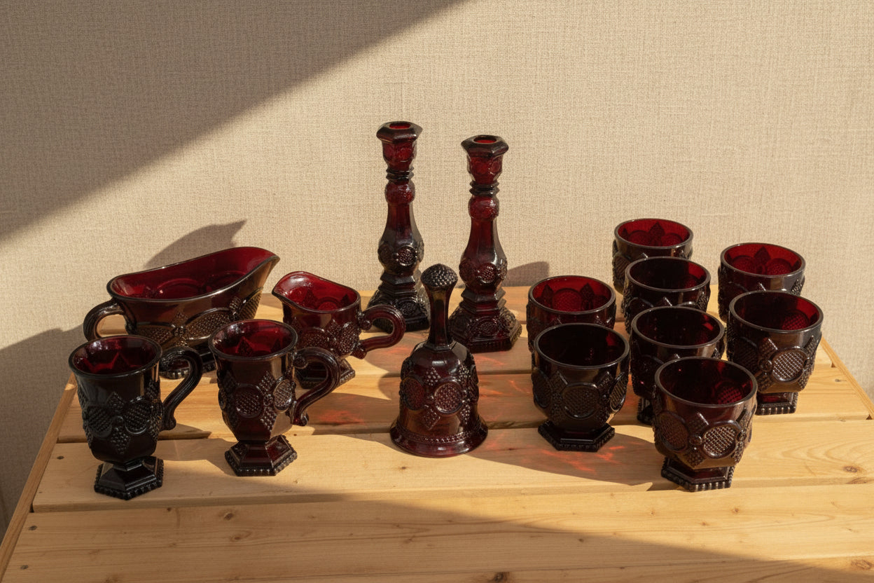 Ruby Reverie – 15-Piece Avon 1876 Cape Cod Ruby Glass Collection