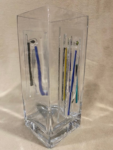 Streamline – Beames Designs Fused Abstract Panel Vase (10")