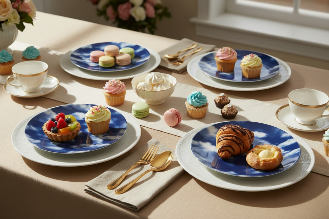 Kyoto Sky – Set of 4 Japanese Porcelain Dessert Plates