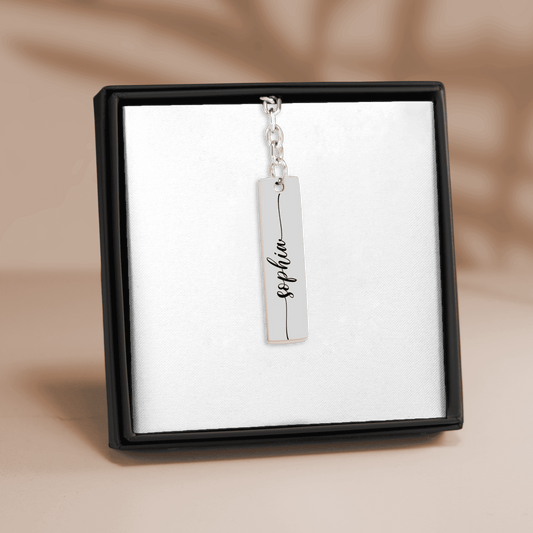 Personalized Name Vertical Bar Keychain