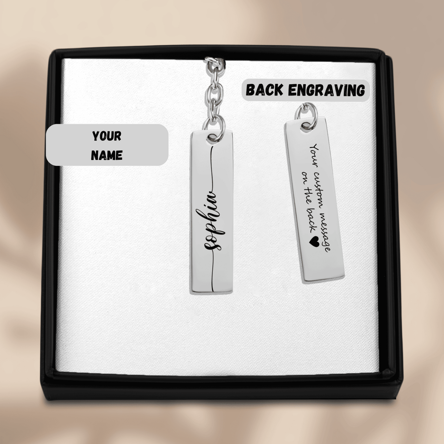 Personalized Name Vertical Bar Keychain