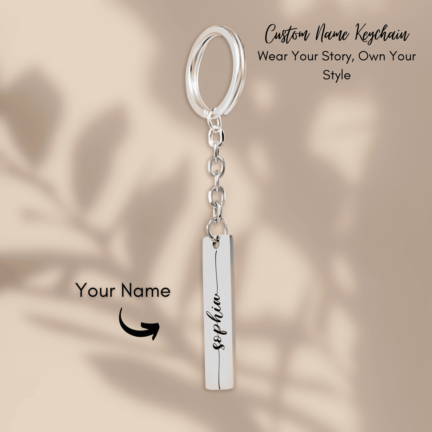 Personalized Name Vertical Bar Keychain