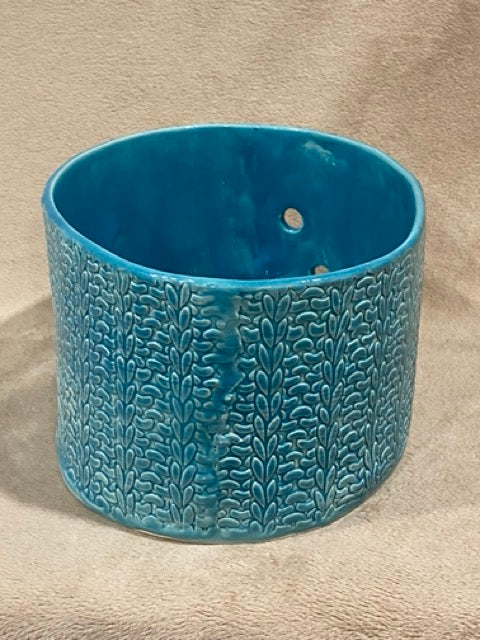 Clay & Thread – Textured Woven Ceramic Vase with Button Detail